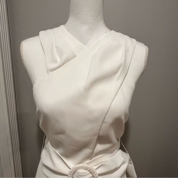 NWT Sachin and Babi Naomi Halter Asymmetric Midi Dress women's size 10 in ivory - Picture 13 of 15